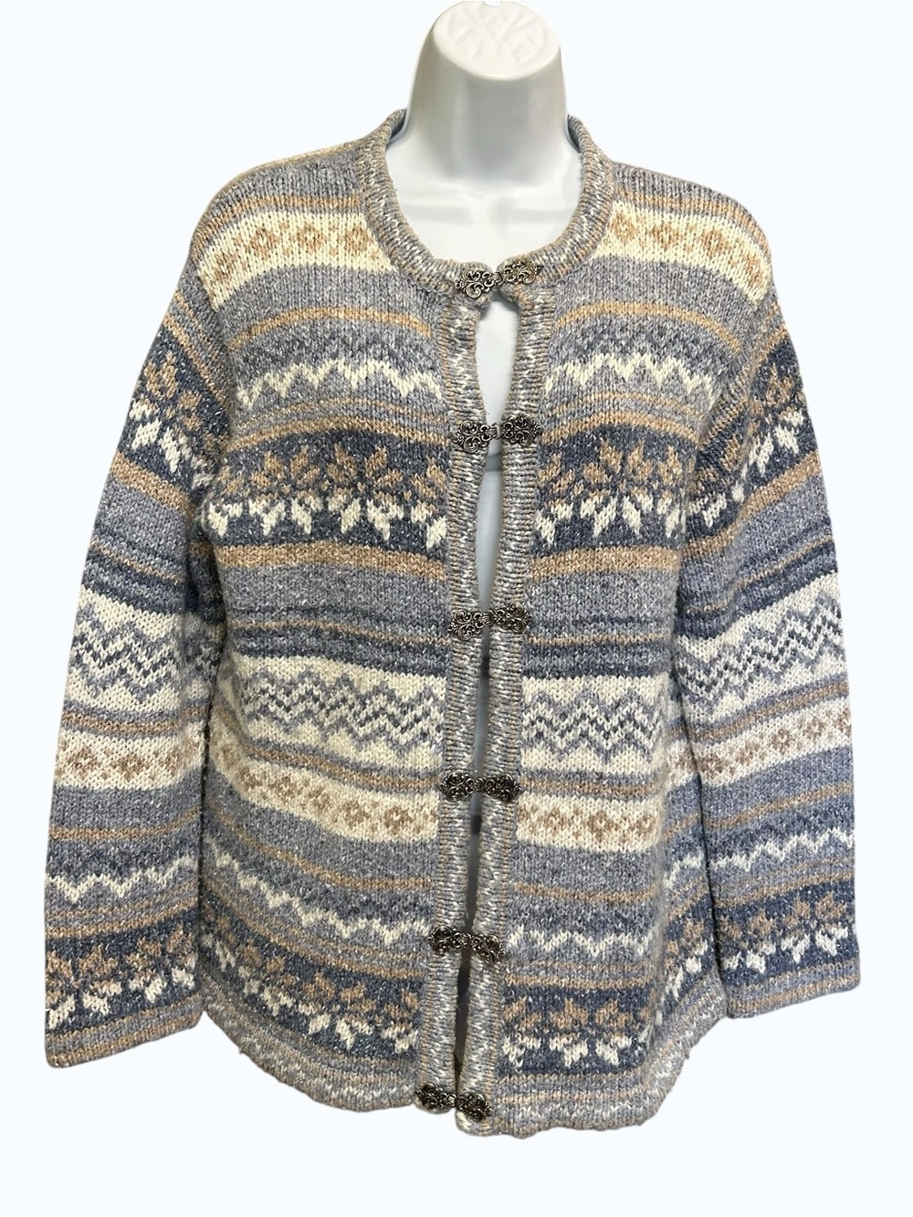 Vintage Tradition Country Collection Nordic Fair Isle Clasp Cardigan Size 12